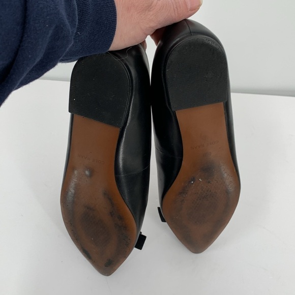 Cole Haan Elsie Bow skimmer flat pointed toe shoe ballet black leather flat 6.5 - Picture 8 of 8
